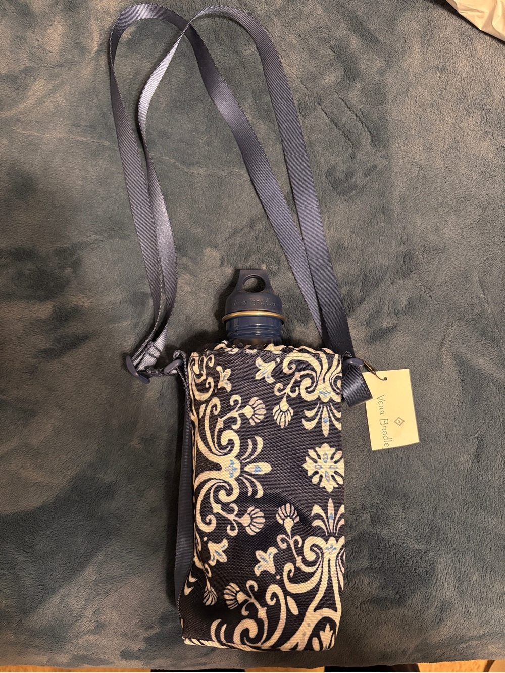 Vera Bradley Lighten Up Navy Floral WaterBottle and Crossbody Pouch